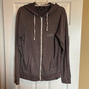 United By Blue The Mountains Are Calling men’s gray full zip hoodie sweatshirt